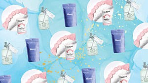 催眠产品的拼贴画，包括茶，枕头雾和加重眼罩。